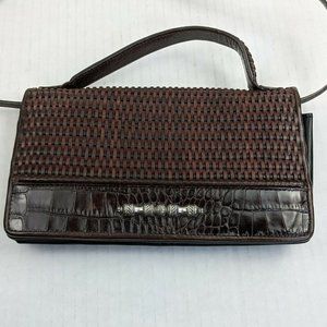Brighton Brown Woven Leather Crossbody Organizer